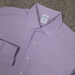 Brooks Brothers Shirt Mens L 16 34 Purple Solid French Cuff Slim Dress Button Up